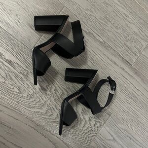 Le Chateau Black Heels with Wide Straps